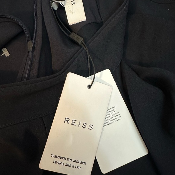 NWT REISS Perry Sheer Blouson Sleeve Navy Mini Dress Size 6 - Picture 8 of 14